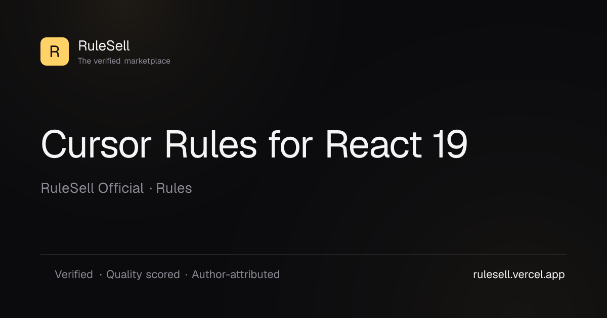 Cursor Rules for React 19 · RuleSell